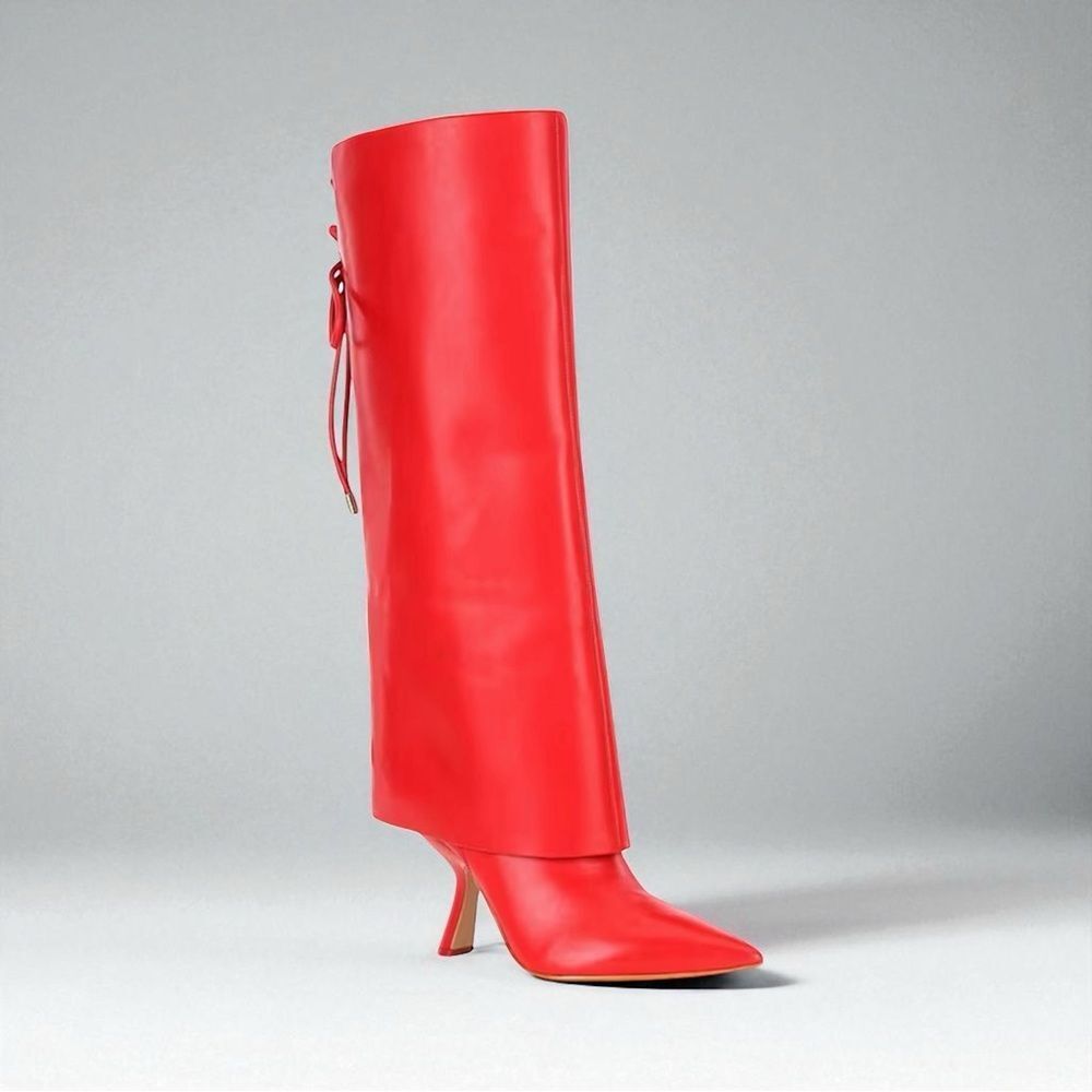 Gianni Bini MOE Leather Fold-Over Pointed Toe Tall Boots